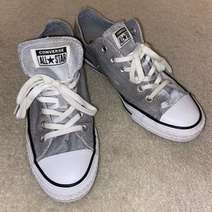 Grey Velvet Low Top Converse